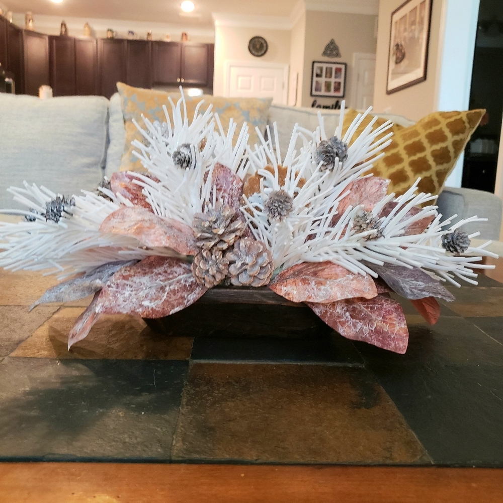 Hand Crafted Winter Berry Gingerbread Cookie Dough Bowl Table Centerpiece - Picture 2 of 6